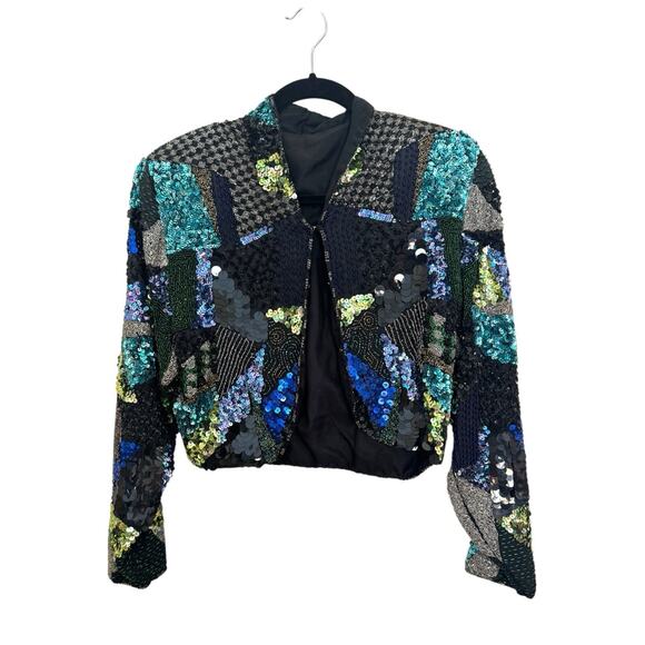 Vtg Beaded Sequin Silk Top Crop Jacket‎ Bolero Profuse Layers Size S/M - Picture 9 of 9